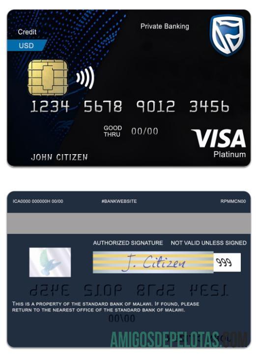 Malawi The standar bank platinum Debit visa kartu pratinjau