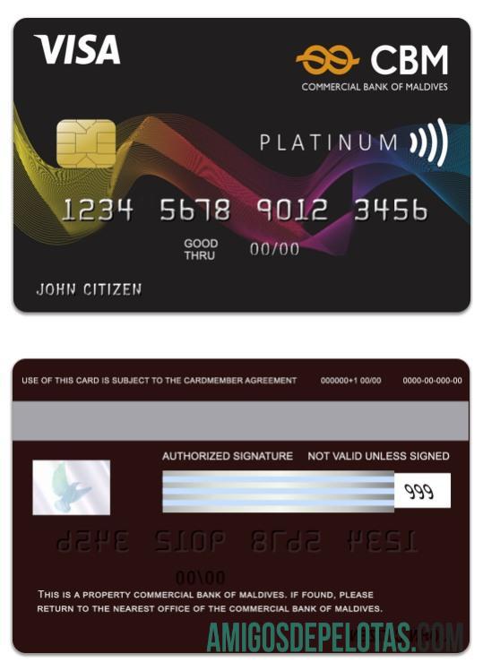 Maladewa komersial bank of Maladewa visa Platinum kartu desain