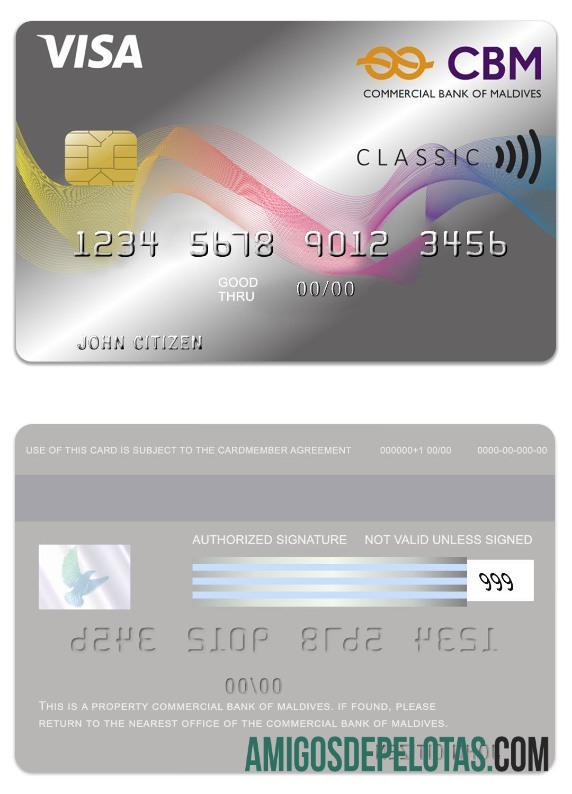 Maladewa komersial bank of Maladewa visa Kredit kartu sampel