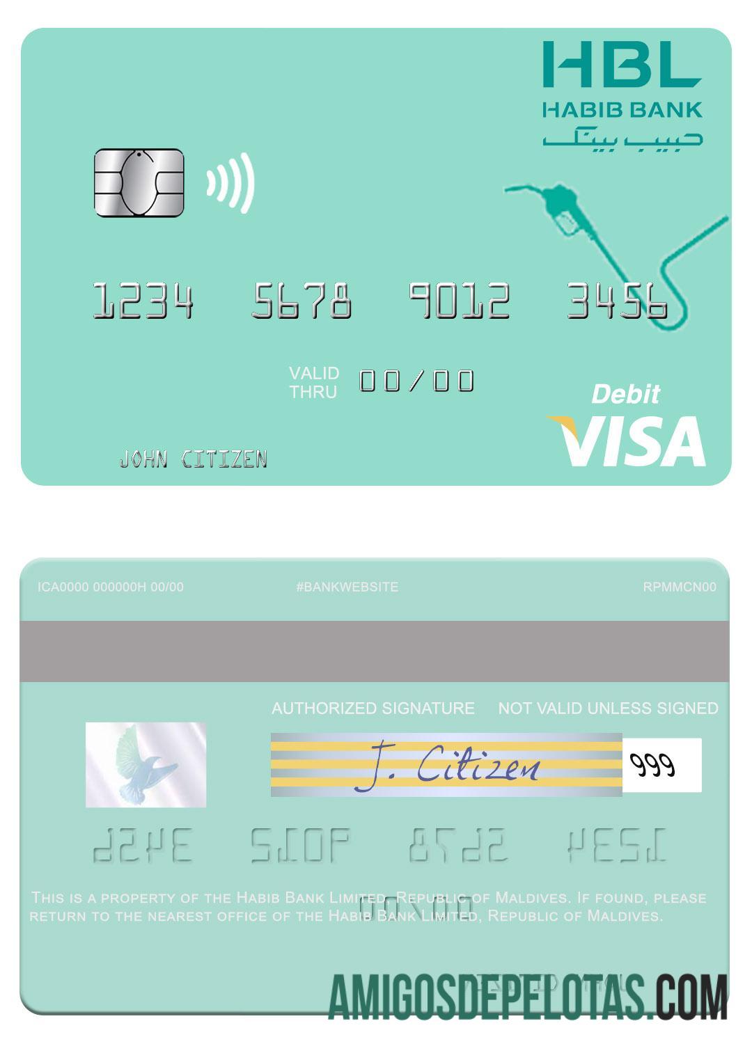 Maladewa Habib bank Limited visa kartu desain