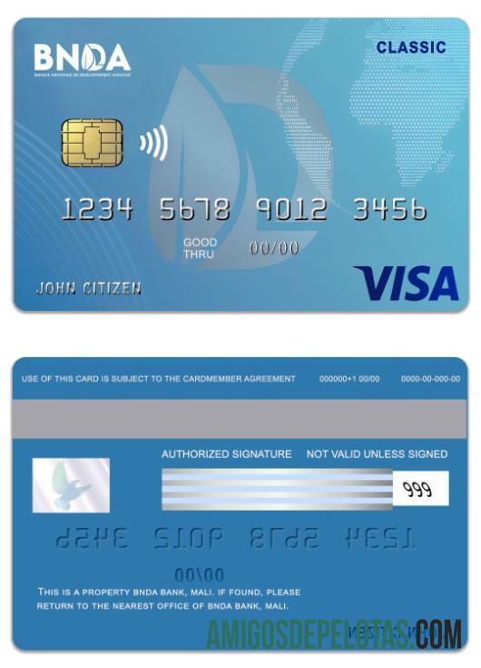 Mali BNDA bank visa classic kartu sampel