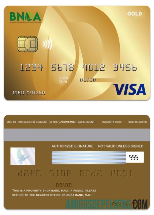 Mali BNDA bank visa gold kartu sampel