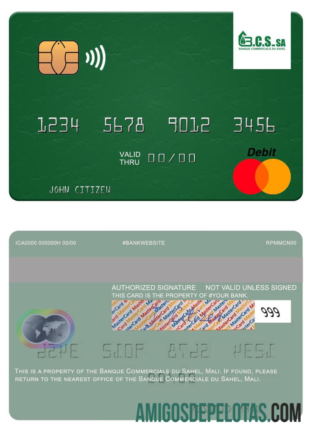 Mali Banque Commerciale du Sahel mastercard desain