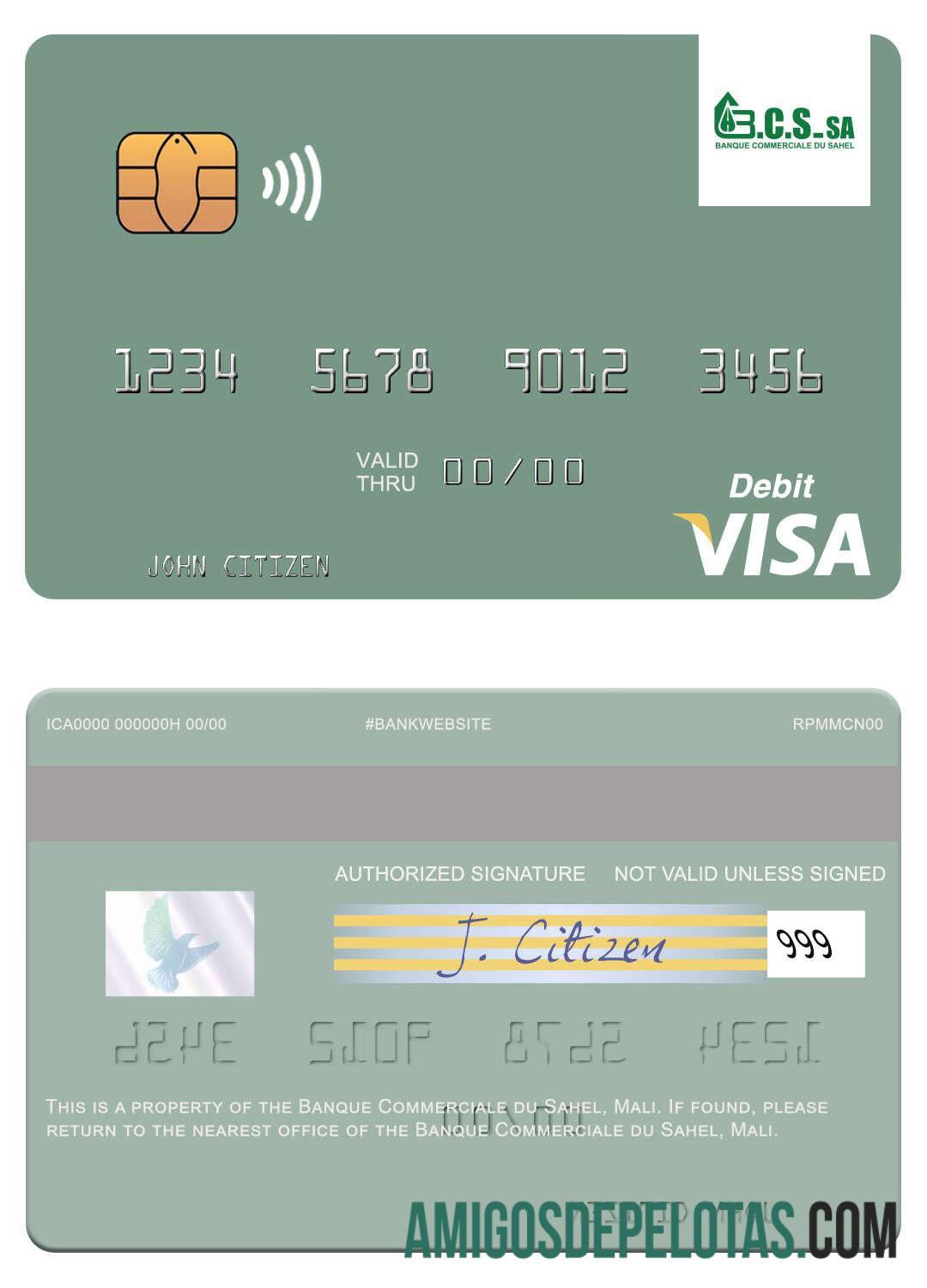 Mali Banque Commerciale du Sahel visa Debit kartu pratinjau