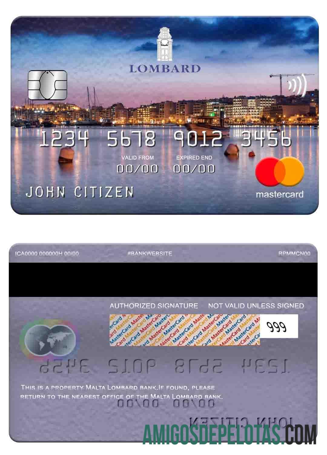 Malta Lombard bank mastercard desain