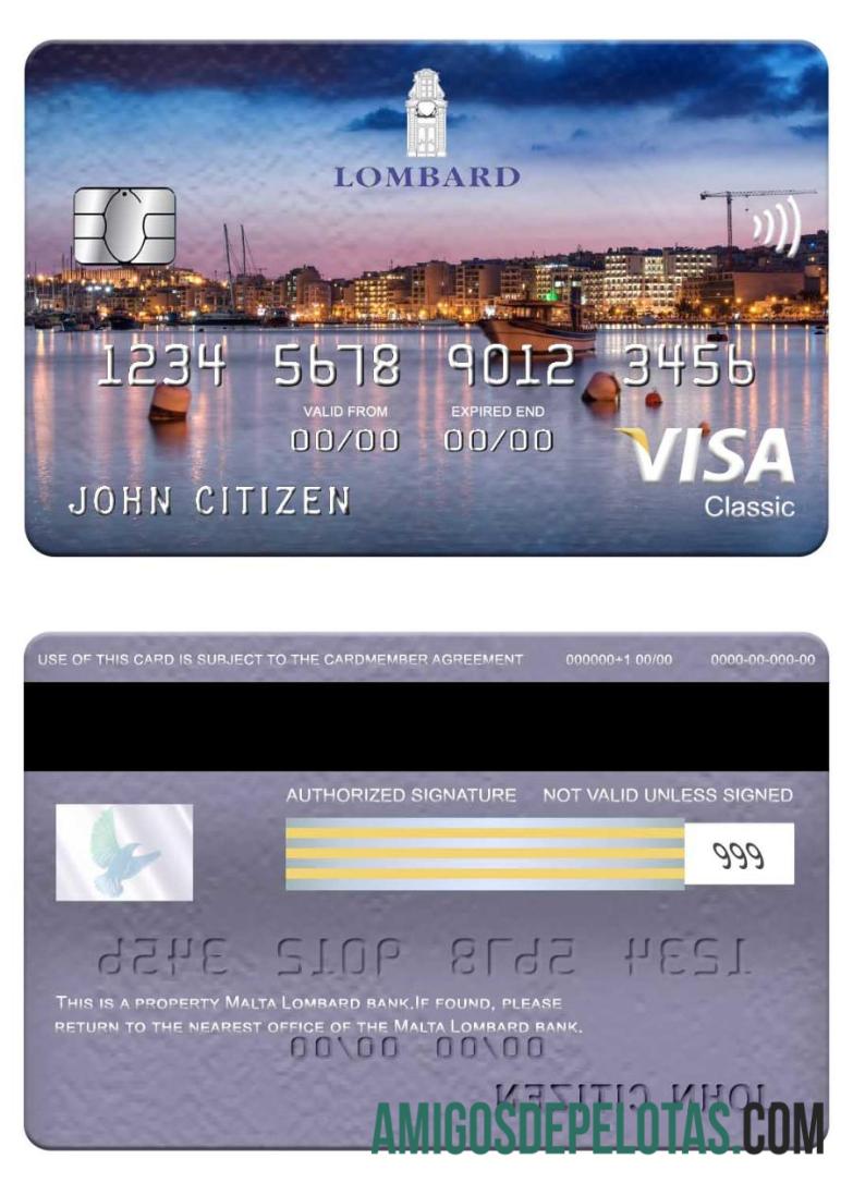 Malta Lombard bank visa classic kartu desain