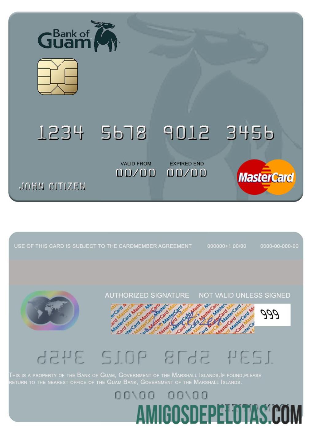 Kepulauan Marshall bank of Guam mastercard sampel