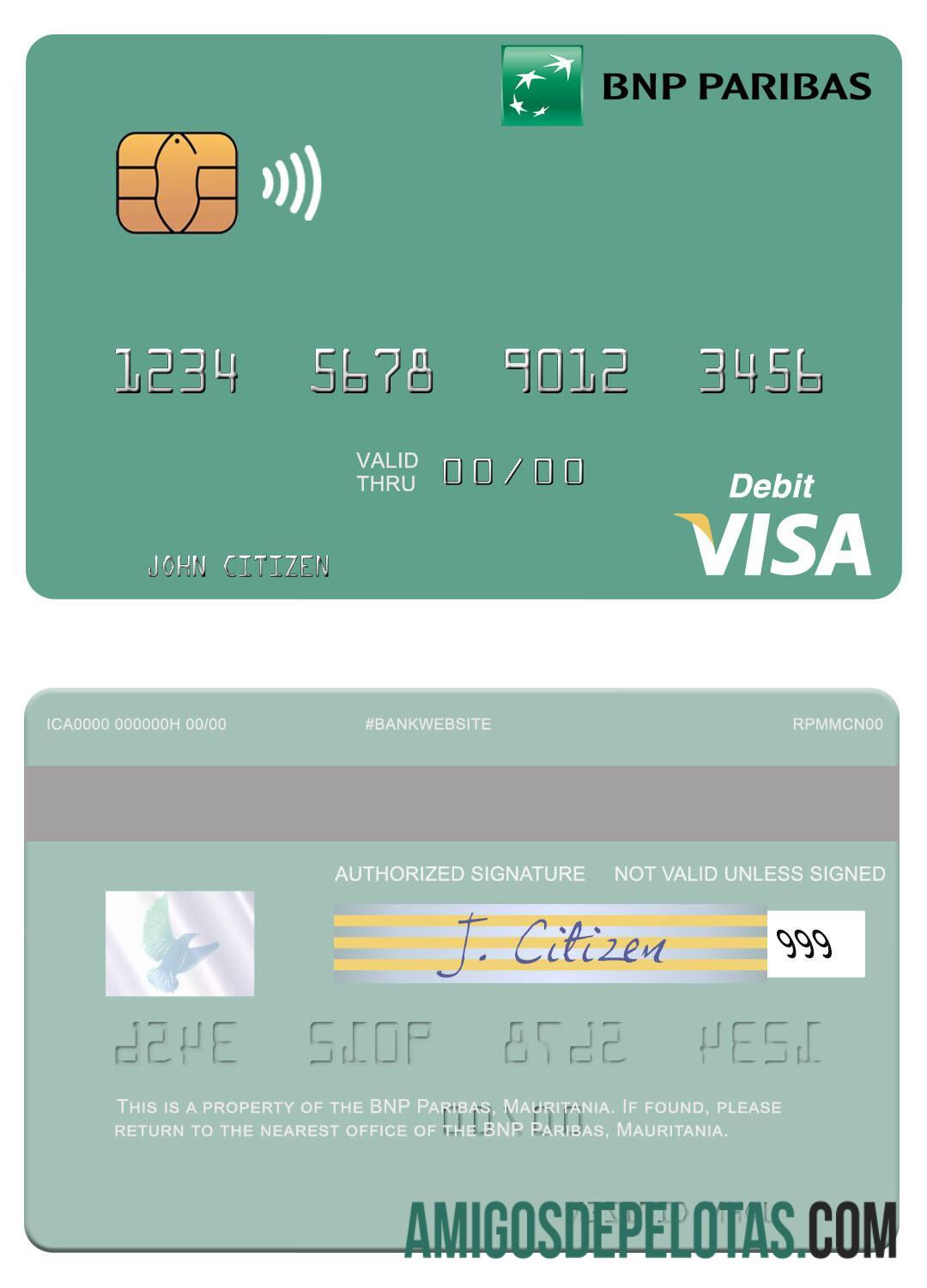 Mauritania BNP Paribas visa Debit kartu makering