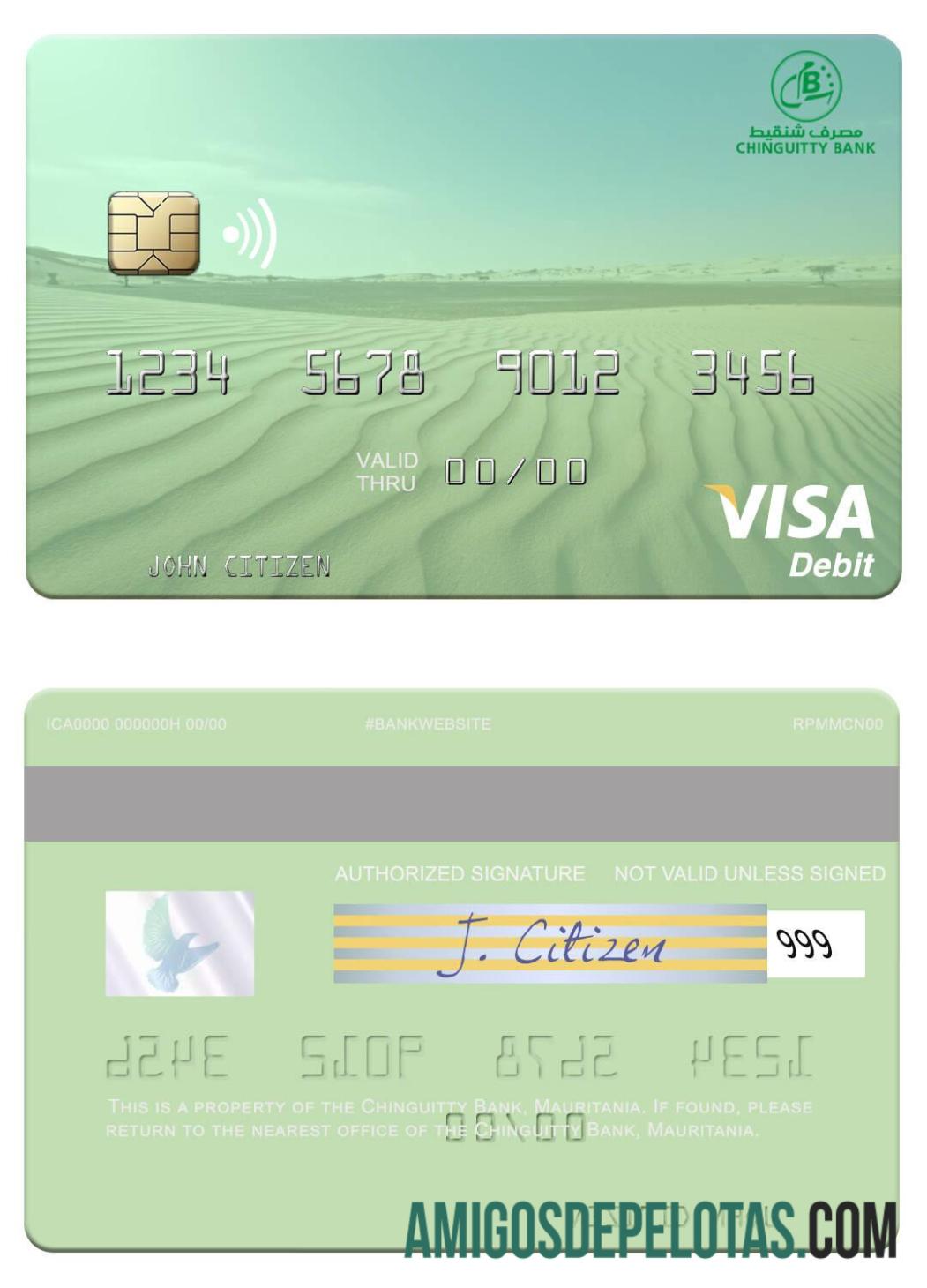 Mauritania Chinguitty bank visa Debit kartu sampel