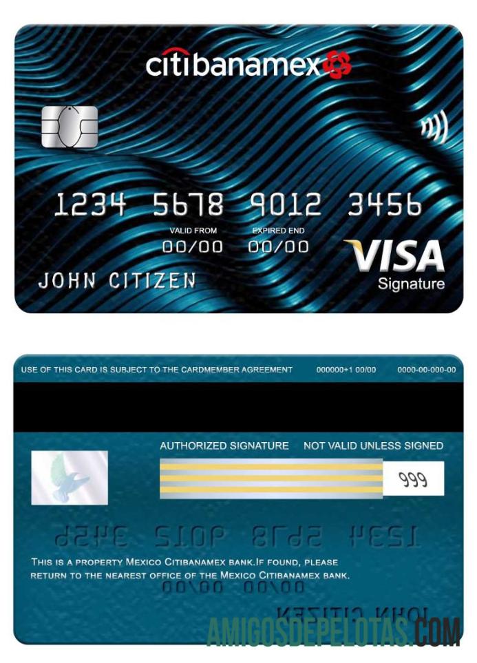 Meksiko Citibanamex bank visa Tanda Tangan kartu desain