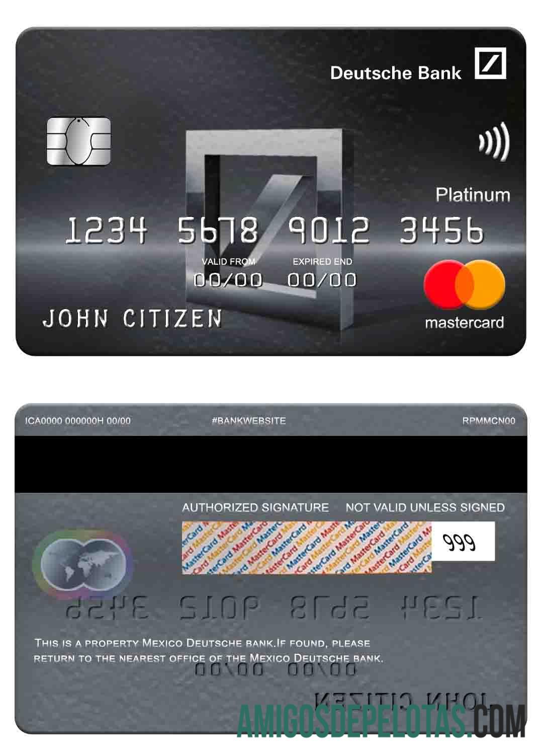 Meksiko Deutsche bank mastercard platinum sampel