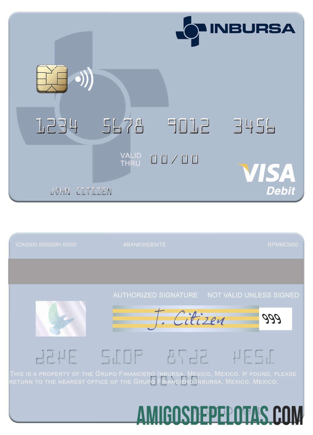 Meksiko Grupo Financiero Inbursa visa Debit kartu pratinjau
