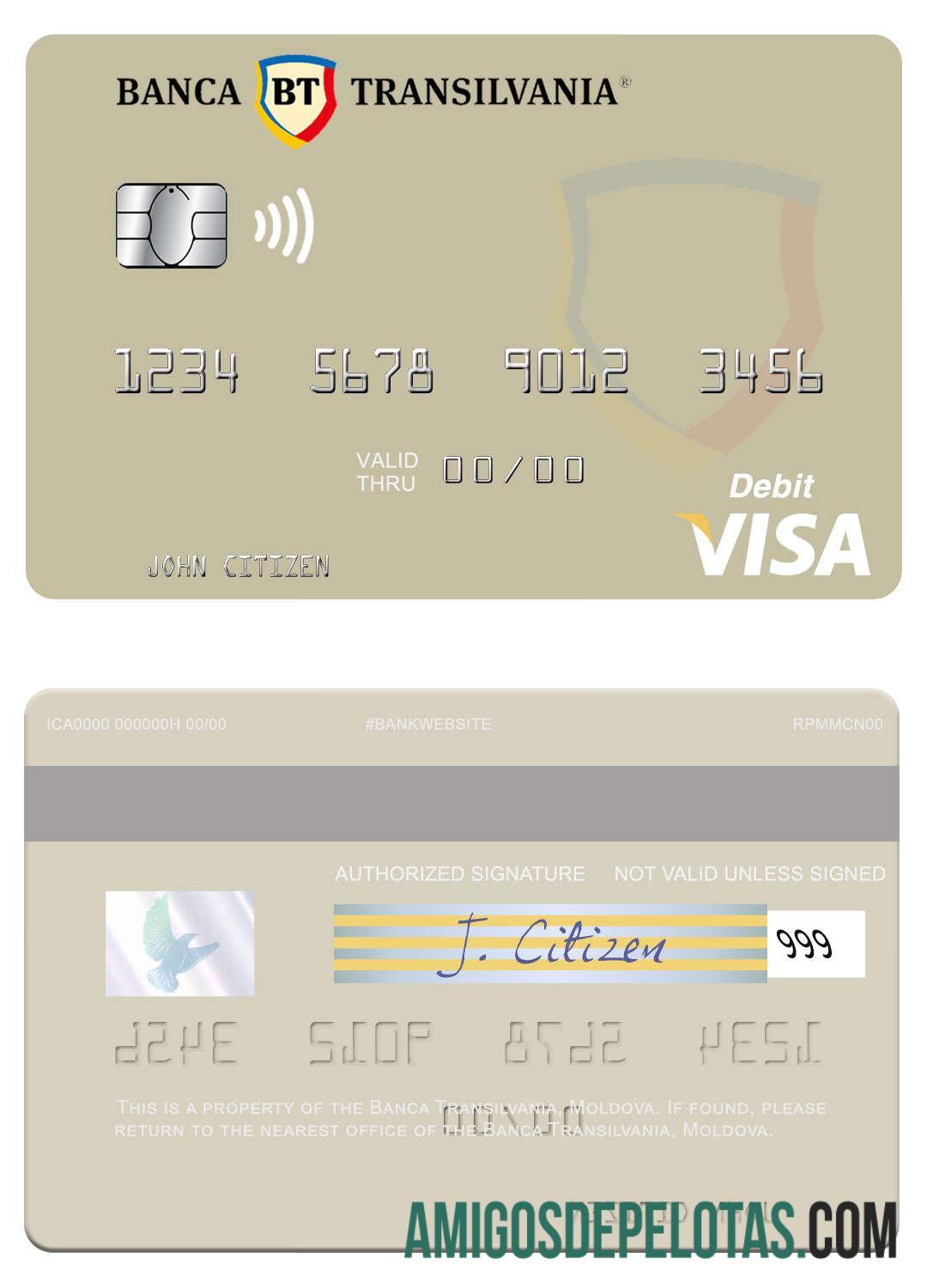 Moldova Banca Transilvania visa Debit kartu desain