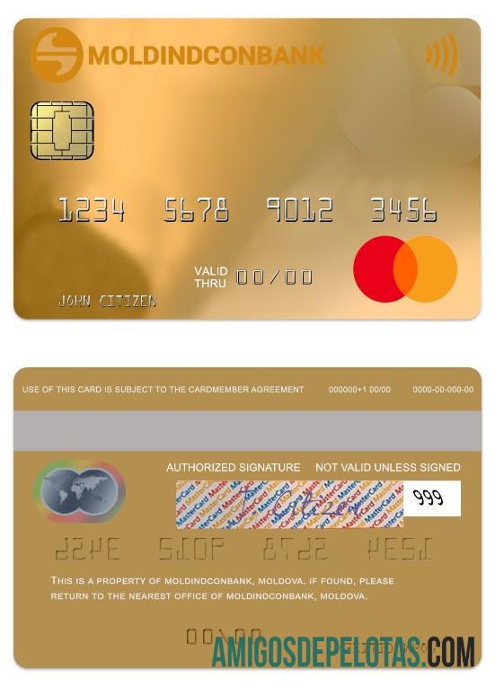 Moldova MoldindconBank gold Kredit mastercard templat