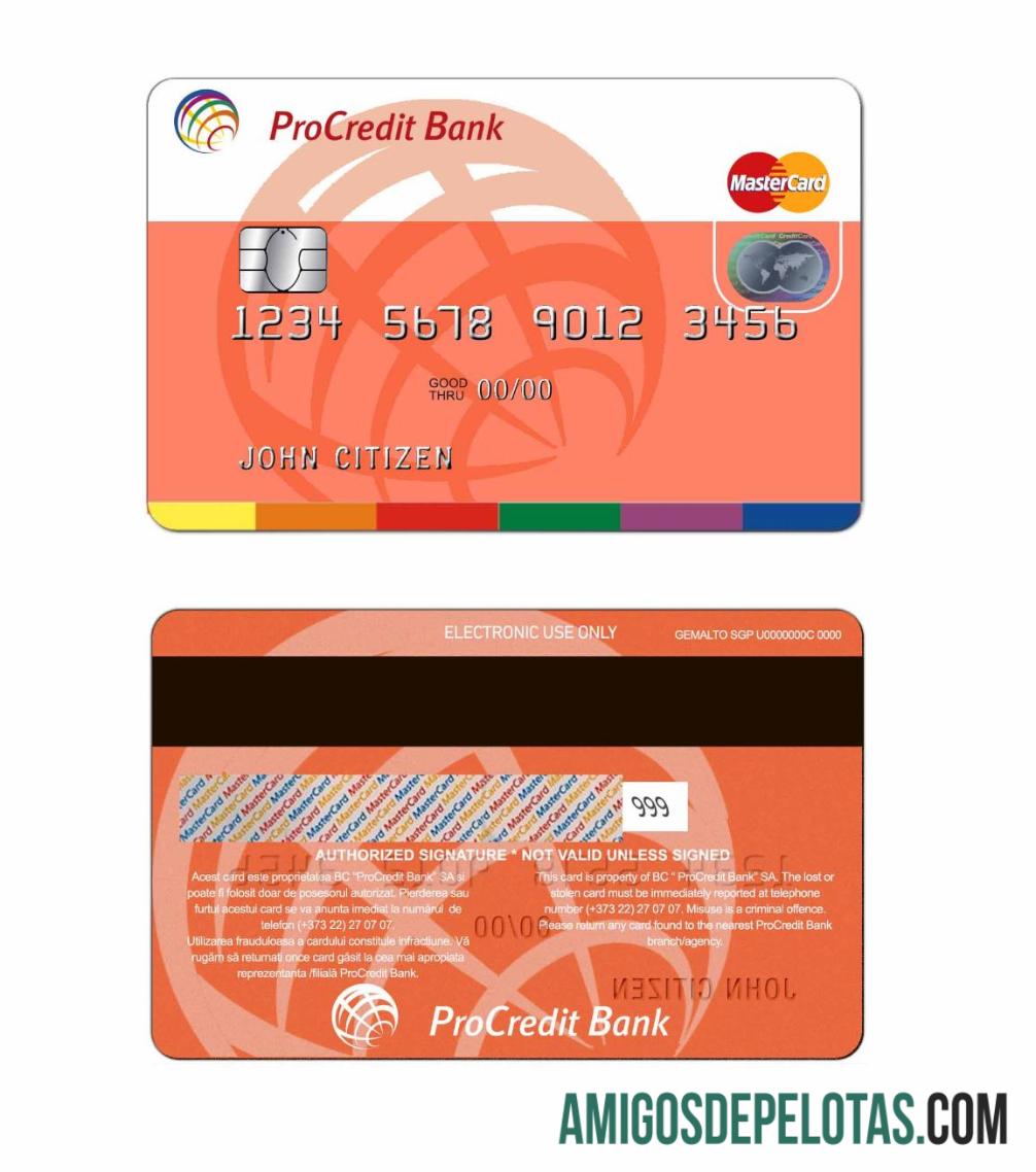 Moldova ProCredit bank MasterCard 1 templat