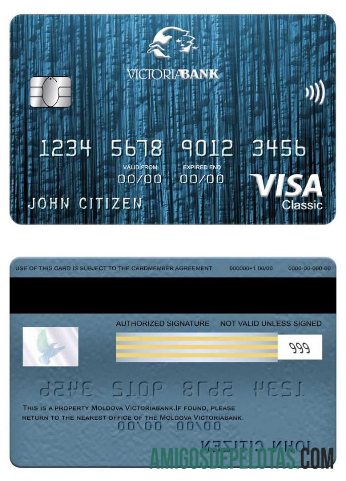 Moldova Victoriabank visa classic kartu sampel