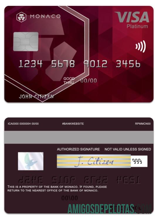 Monako bank of Monako visa platinum kartu desain