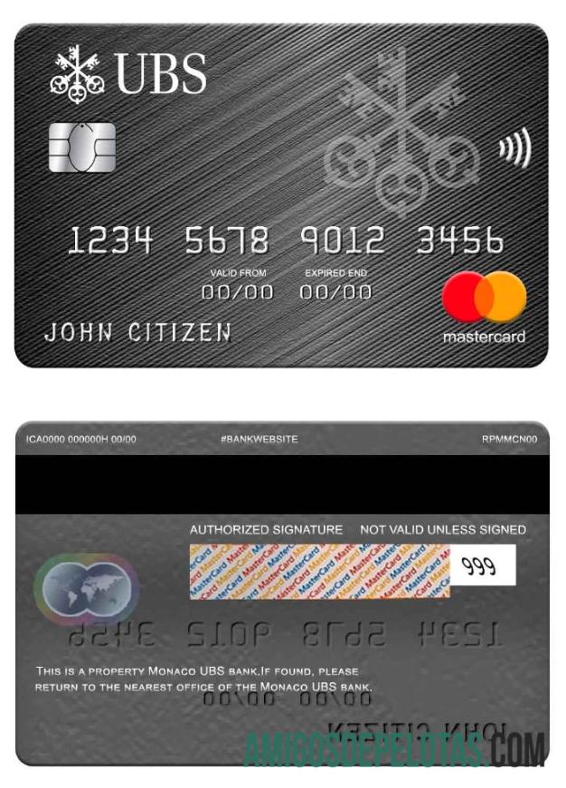 Monako UBS bank mastercard makering