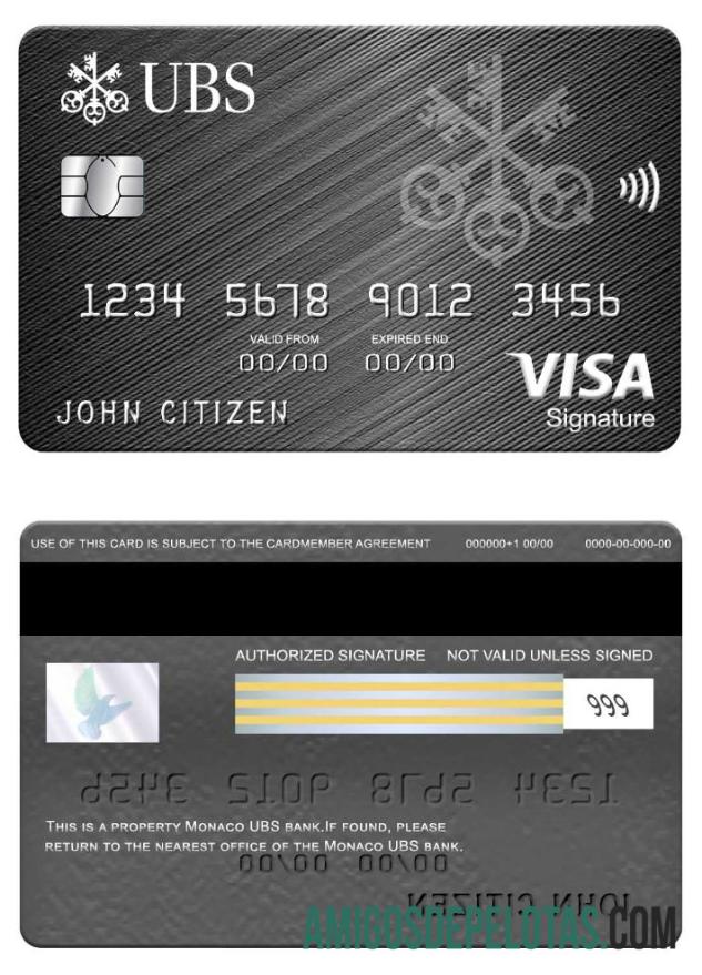 Monako UBS bank visa Tanda Tangan kartu pratinjau