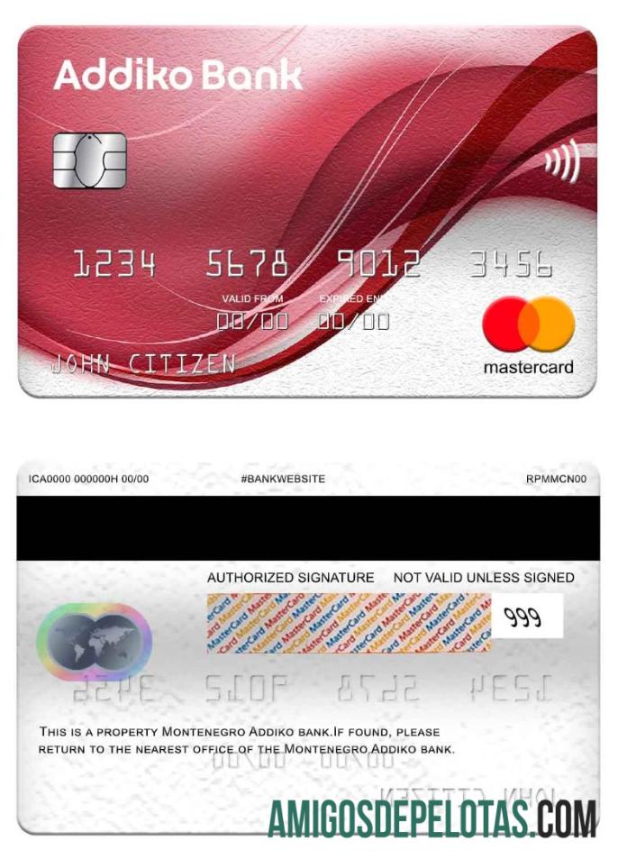 Montenegro Addiko bank mastercard pratinjau