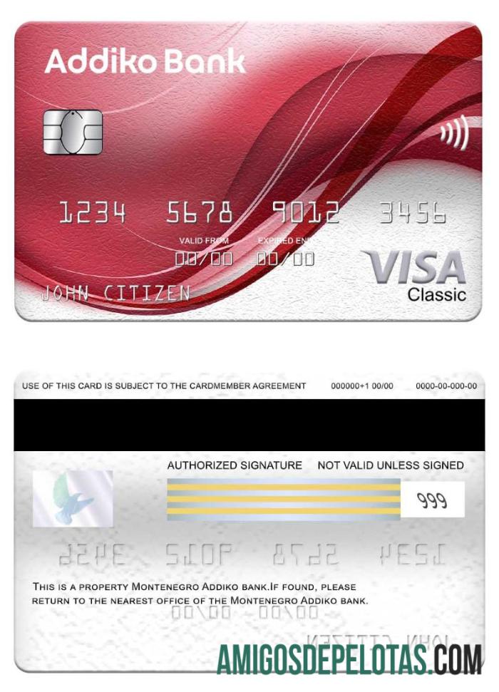 Montenegro Addiko bank visa classic kartu desain