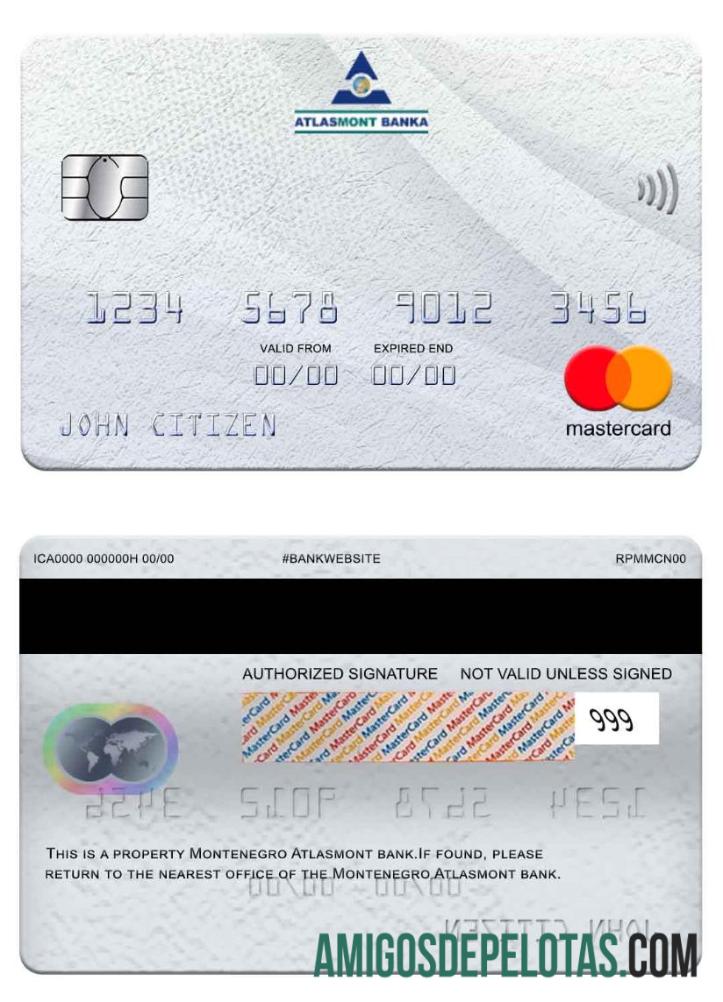 Montenegro Atlasmont bank mastercard desain