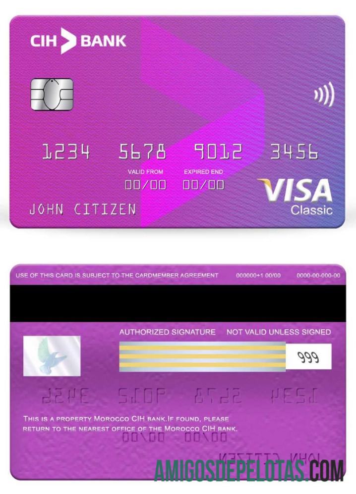 Maroko CIH bank visa classic kartu templat
