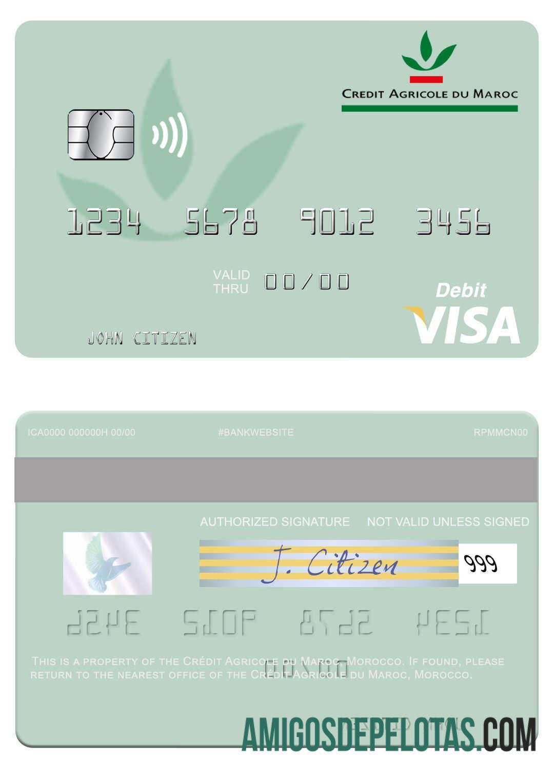 Maroko Cre╠üdit Agricole du Maroc visa Debit kartu pratinjau