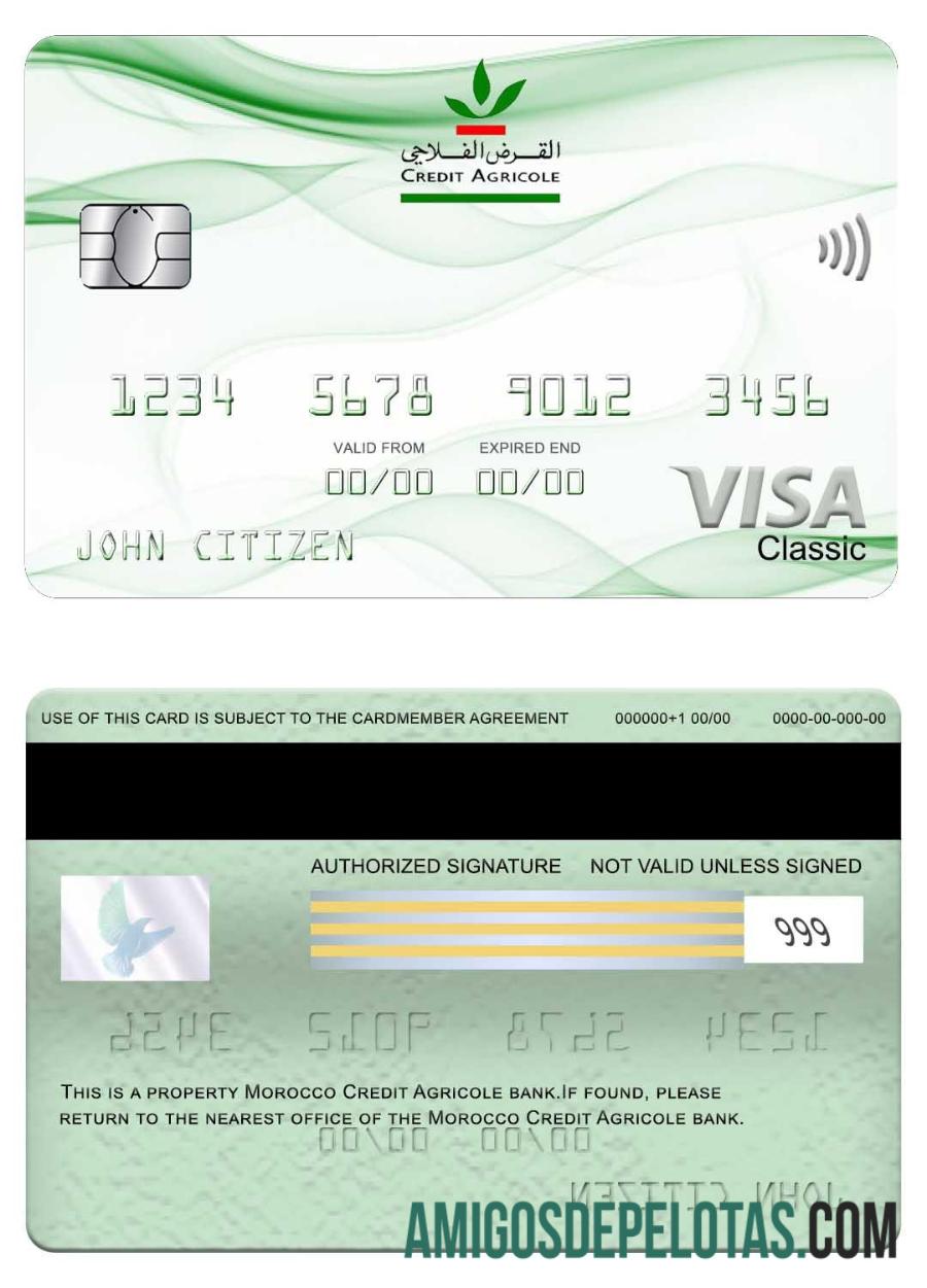 Maroko Kredit Agricole bank visa classic kartu desain