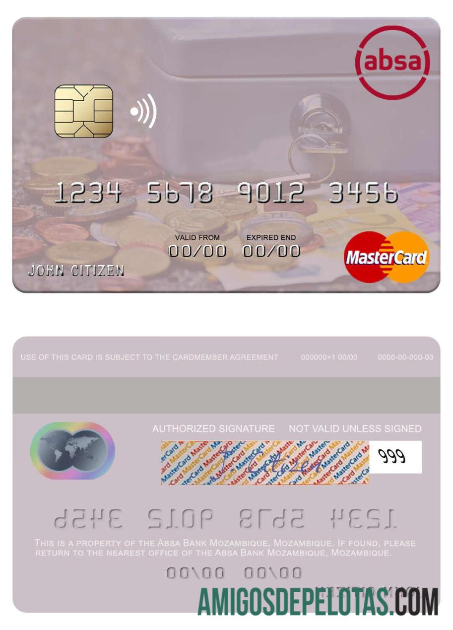 Mozambik Absa bank Mozambik mastercard desain