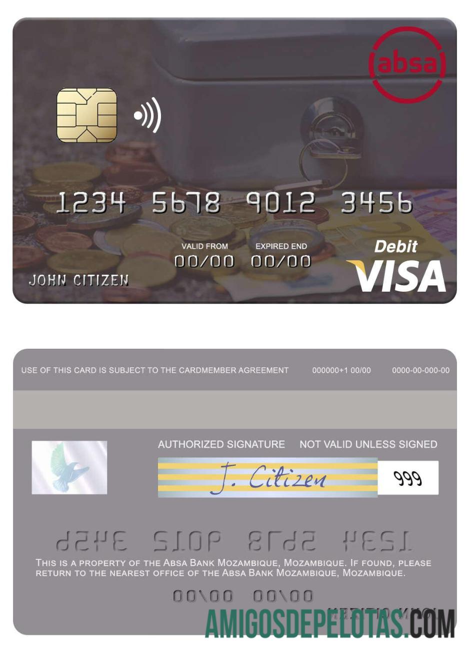 Mozambik Absa bank Mozambik visa Debit kartu templat
