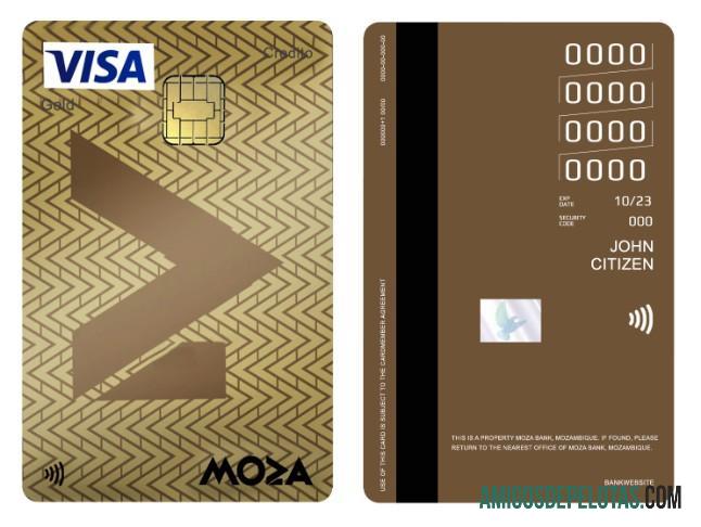 Mozambik Moza bank visa gold Kredit vertical kartu desain