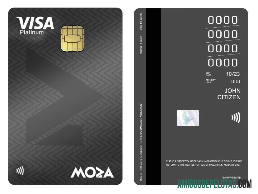 Mozambik Moza bank visa platinum Kredit vertical kartu makering