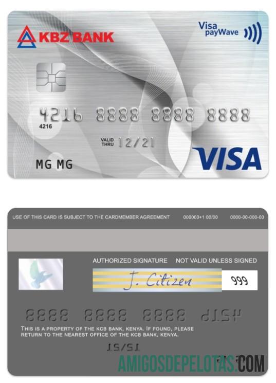 Myanmar KBZ bank MPU visa Kredit kartu sampel