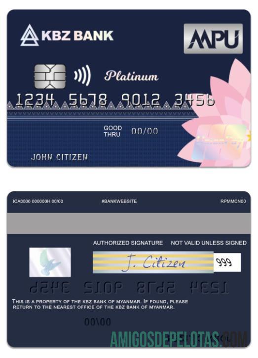 Myanmar KBZ bank UnionPay platinum Kredit kartu pratinjau