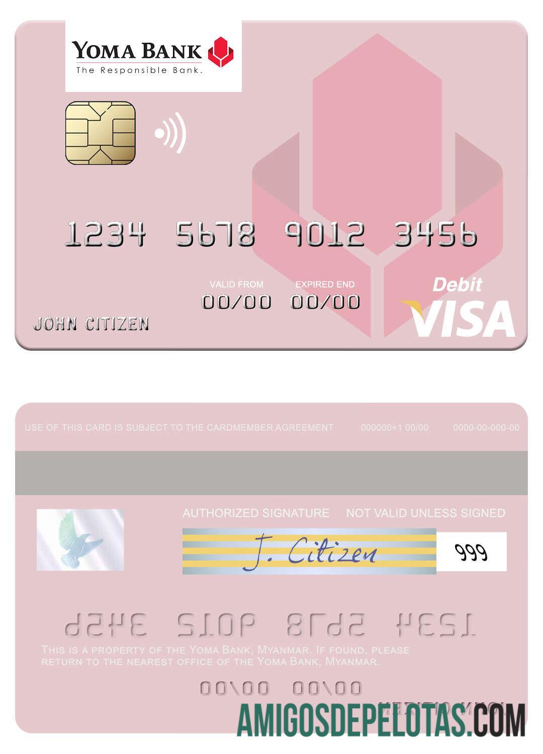 Myanmar Yoma bank visa Debit kartu pratinjau