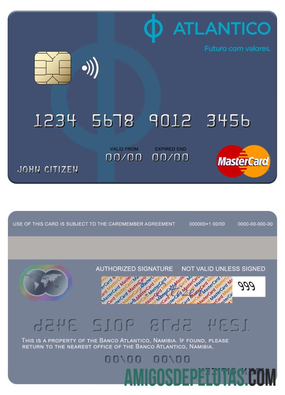 Namibia Banco Atlantico mastercard sampel