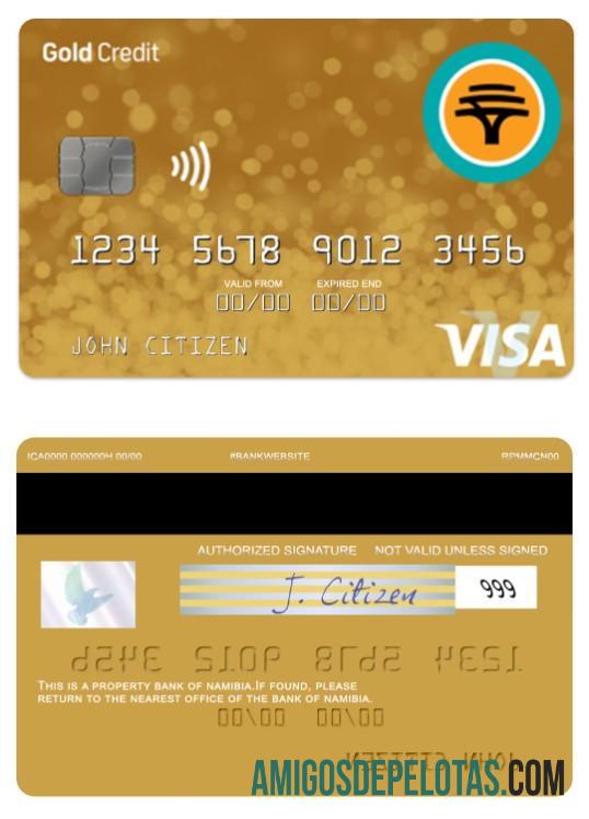 Namibia First nasional bank gold Kredit visa kartu desain