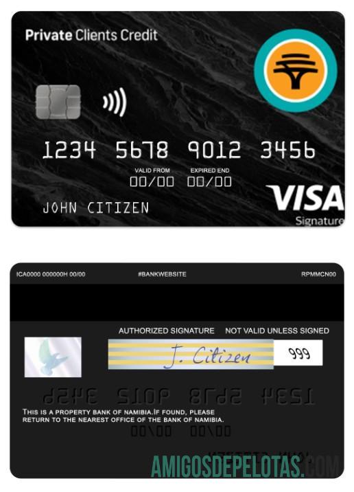 Namibia First nasional bank private clients Kredit visa Tanda Tangan desain