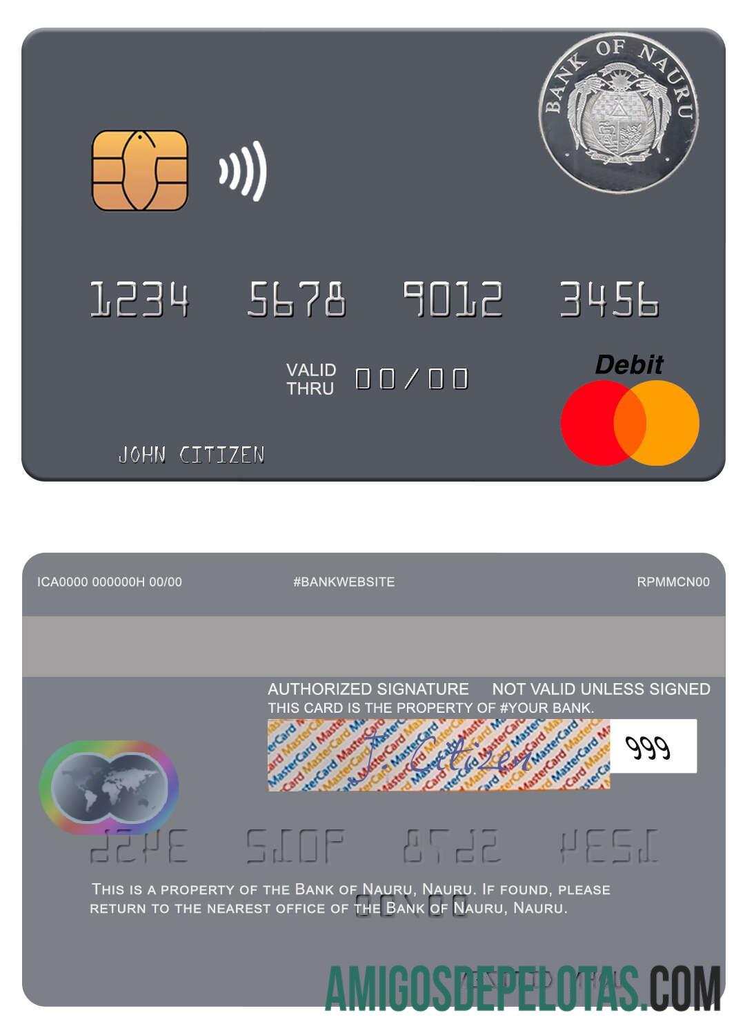 Nauru bank of Nauru mastercard makering