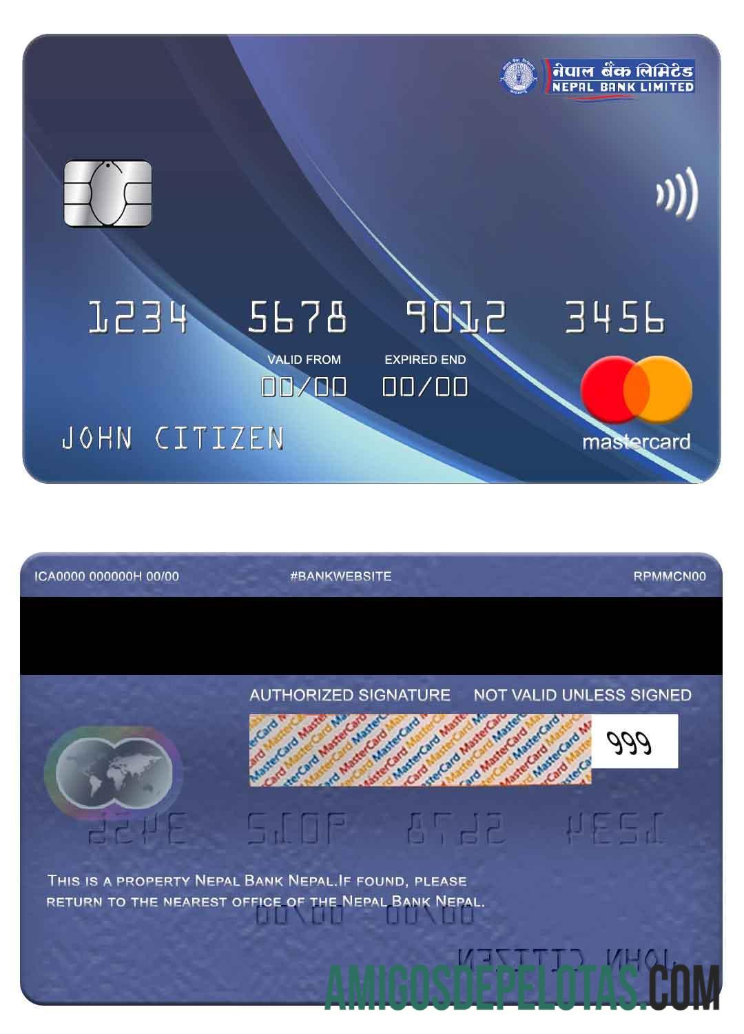 Nepal bank Nepal mastercard templat