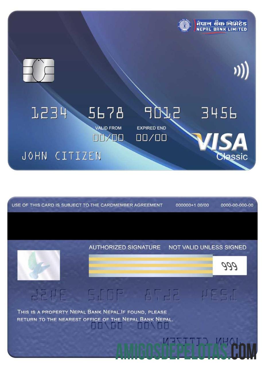 Nepal bank Nepal visa classic kartu desain