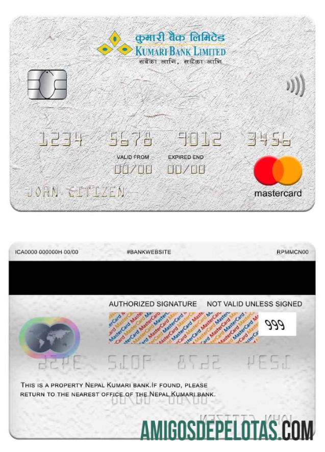Nepal Kumari bank mastercard sampel