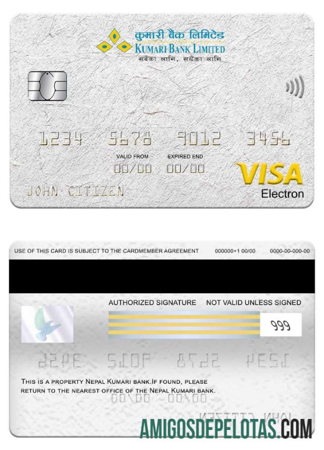 Nepal Kumari bank visa electron kartu templat