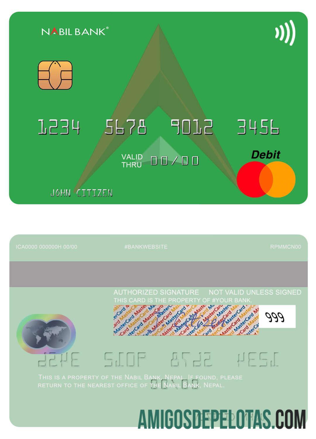 Nepal Nabil bank mastercard desain