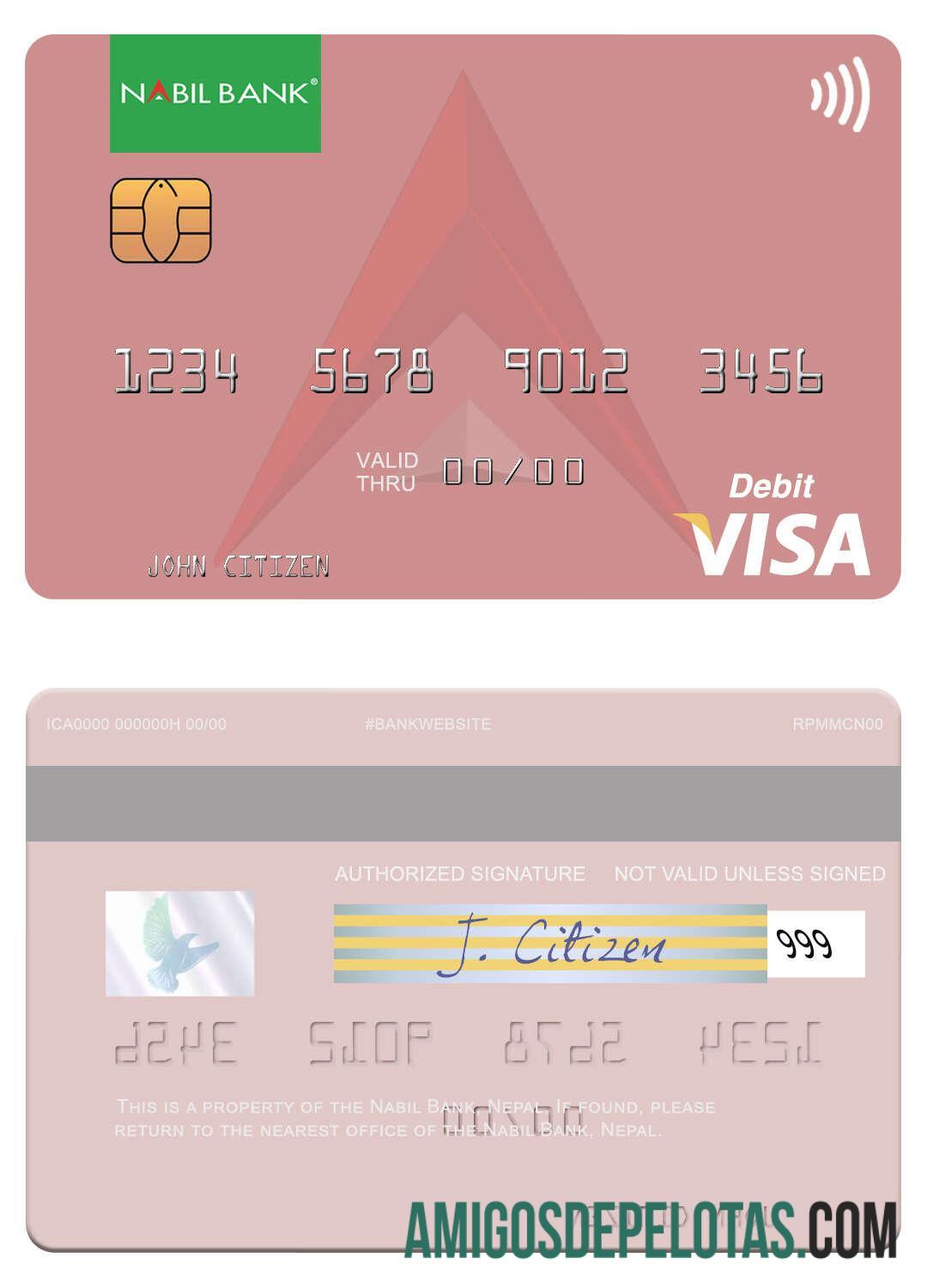 Nepal Nabil bank visa Debit kartu templat