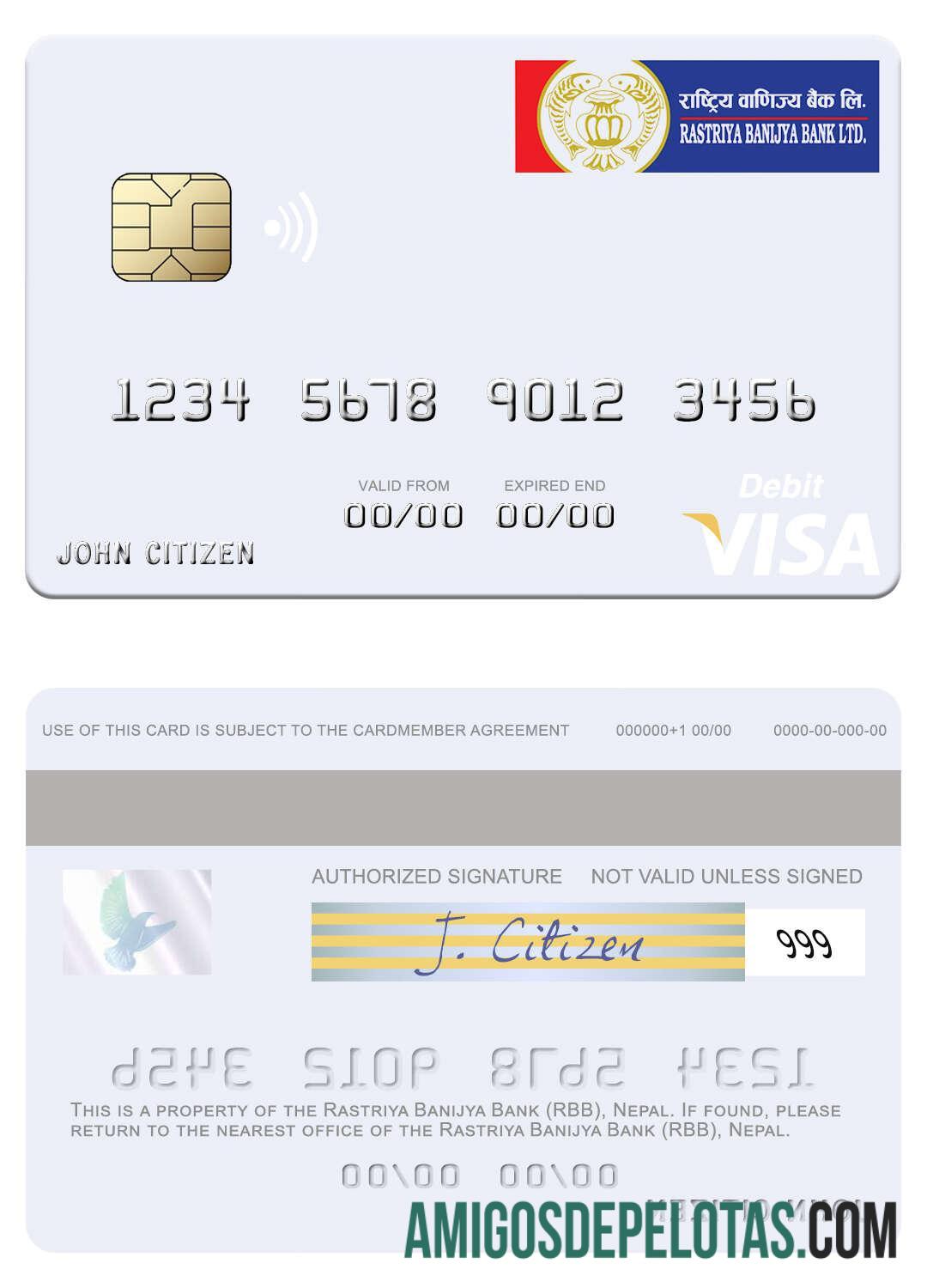 Nepal Rastriya Banijya bank (RBB) visa Debit kartu pratinjau