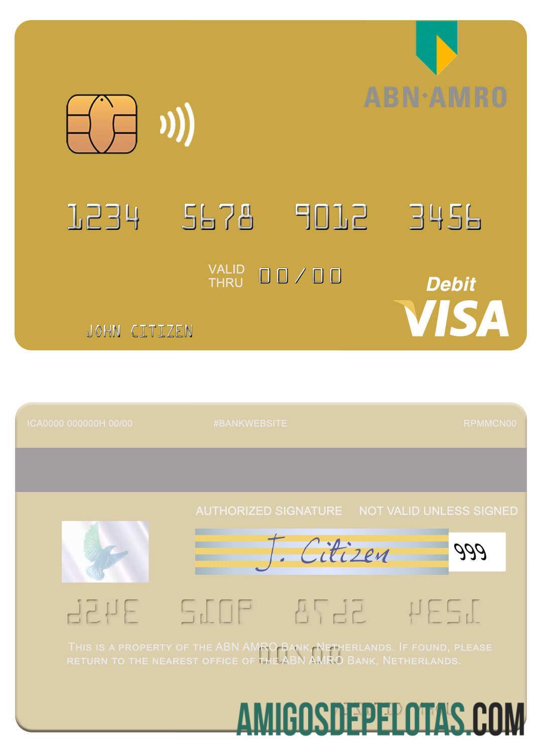 Belanda ABN AMRO bank visa Debit kartu pratinjau