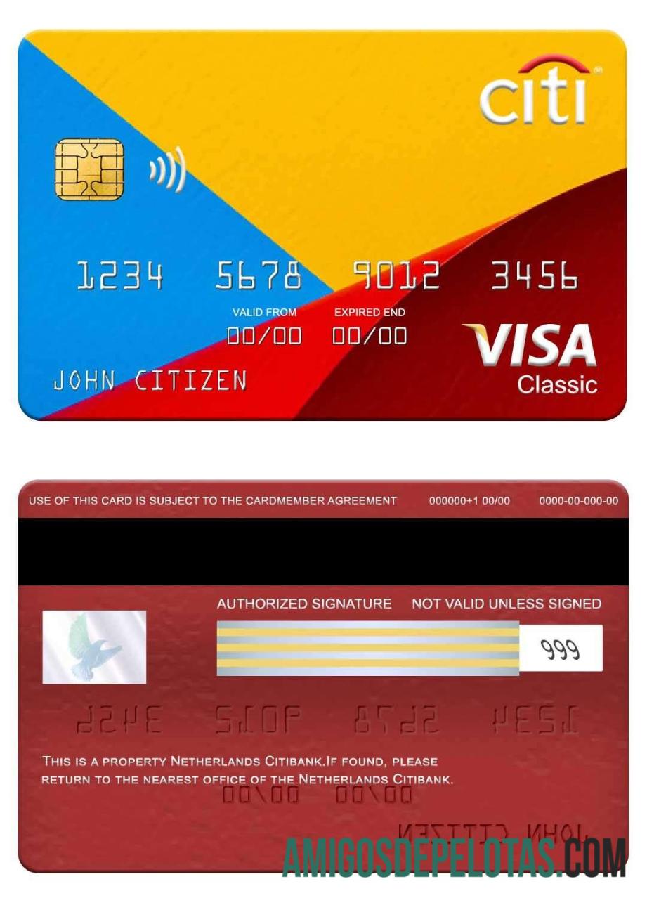 Belanda Citibank visa classic kartu desain
