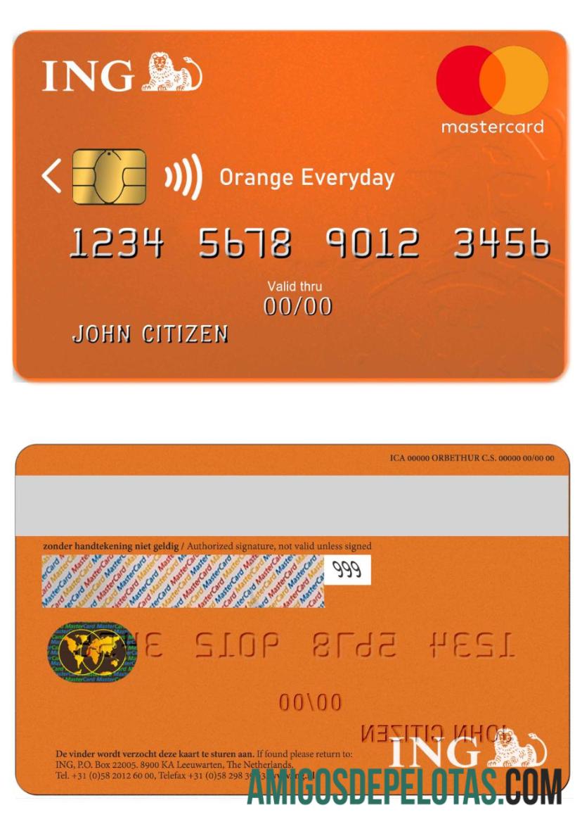 Belanda ING Orange MasterCard sampel